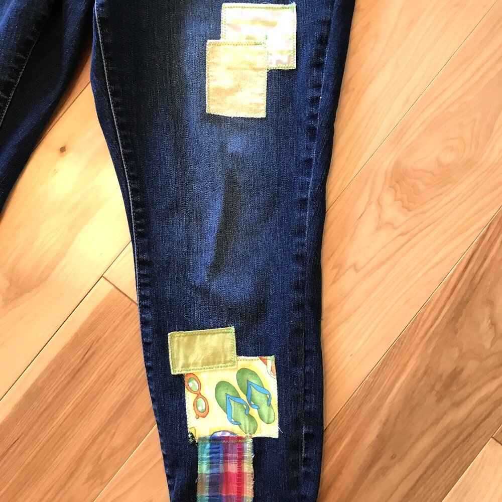 Upcycled Patchwork Denim Capri Pants: Boho Summer… - image 7